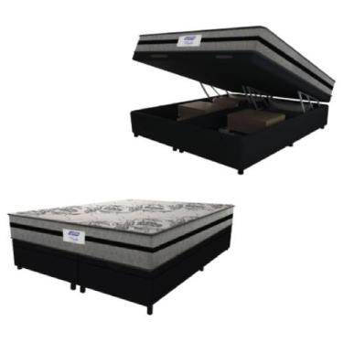 Imagem de Cama Box Baú Casal Queen Colchão Gazin Com Molas Ensacadas Rubi 158x19