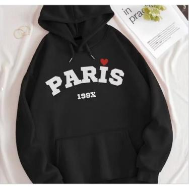 Imagem de Blusa Moletom Canguru Personalizado Paris - Kesdey confeccoes, Preto, 