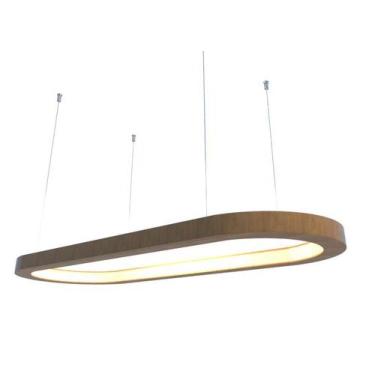 Imagem de Lustre Pendente Retangular LED 35w 2700k 100cm em Madeira - FOXLustres