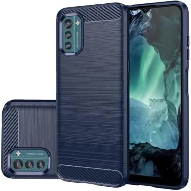 Imagem de GTBDEKI Capa para Nokia G21, Nokia G11 TA-1477 TA-1401, capa traseira de silicone fino à prova de choque de fibra de carbono para Nokia G21/G11 azul