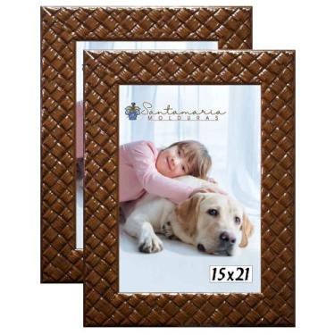 Imagem de Kit 2 Molduras Porta Retrato 15x21 3cm Relevo Marrom - Santamaria Mold
