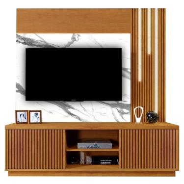 Imagem de Estante Siena Home para TV até 59 Polegadas 2 Portas com LED Mavaular Cor Naturale BP Carrara