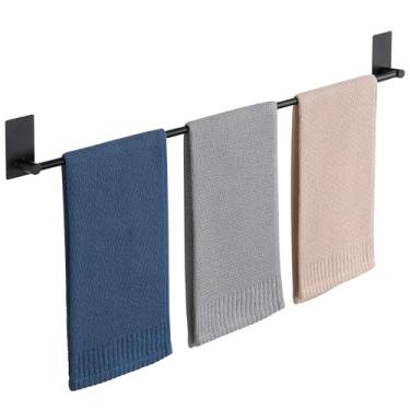 Imagem de Alise Toalheiros para banheiro, barra de toalha adesiva de aço inoxidável SUS 304 de 71 cm sem furadeira, suporte de toalha preto fosco de forte aderência, suporte de toalha de banho à prova de