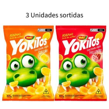 Imagem de Kit 3 Salgadinho de Milho Conchinha Yokitos 153g Sabores, 3x Sortidos