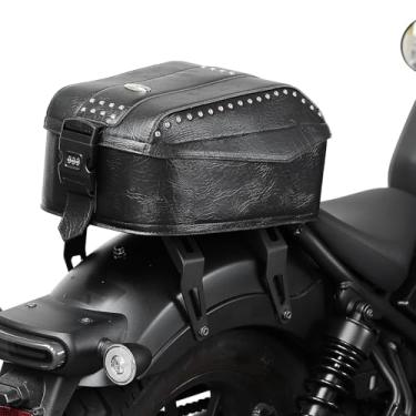 Imagem de KEMIMOTO Bolsa traseira de motocicleta rebite com suporte de bloqueio seguro 25L grande capacidade universal bolsa de armazenamento de bagagem de motocicleta para viagem, acampamento ao ar livre