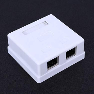 Imagem de Conector de Parede Adaptador de Junção 2 Portas Desktop Extensão Cabo Montagem Caixa Superfície Jack RJ45-8P8C Placas de Rede