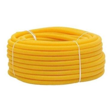 Imagem de Eletroduto Conduíte Corrugado 1 Polegada Rolo 50 Mts Amarelo - Higipac