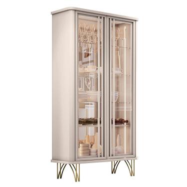 Imagem de Cristaleira de Vidro com Espelho e LED Lucie Off White H01 - D`Rossi