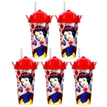 Imagem de 5 Copos Princesa Branca de Neve Coroa Lembrancinhas Decoração Sacola S