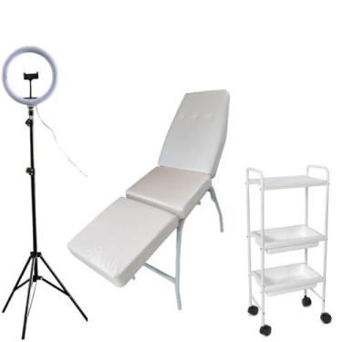 Imagem de Kit Maca 3 Posições + Carrinho roda Estética+ Ring Light Luz - HENVIFE