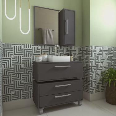 Imagem de Armário Balcão de Banheiro com Rodizio e 2 Gavetas Alice