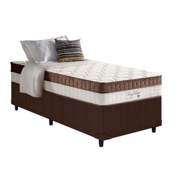 Imagem de Cama Box Solteiro: Colchão Molas Ensacadas Anjos MasterPocket King Best Marrom + Base crc Courano Brown(88x188)