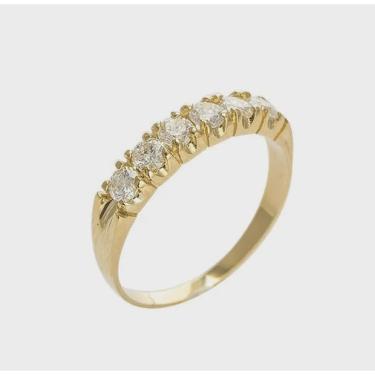 Imagem de Anel Meia Aliança Com Diamantes Em Ouro 18k