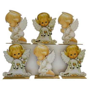 Imagem de Kit Display De Mesa 20 Peças Para Festa Anjo Neutro Mdf