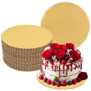 Imagem de IHDYPPEW Pacote com 55 tábuas de bolo douradas de 30 cm, papelão redondo, base de bolo com borda de flor, tábua de bolo redonda descartável para casamento, festa, aniversários, decoração de