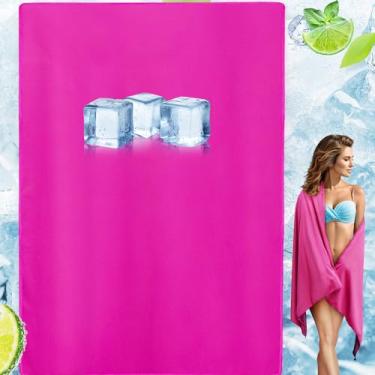 Imagem de AZOI Toalha de praia grande refrescante proteção solar grande azul marinho toalha de natação gelo 203 cm x 101 cm toalha turca de luxo refrescante microfibra de secagem rápida absorvente acampamento à