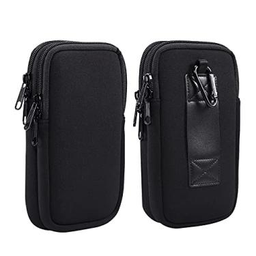 Imagem de Coldre de cintura pequeno para celular, cintura preta com clipe de cinto para smartphone, à prova d'água, esportiva, vertical, carteira para celular, bolsa com clipe de cinto para caminhadas ao ar