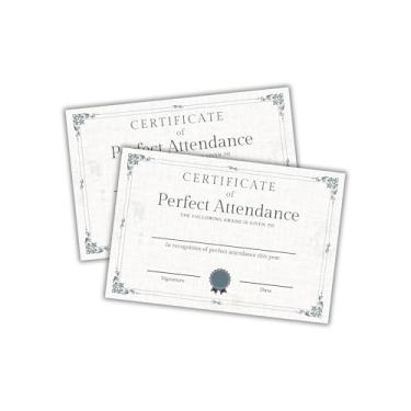 Imagem de Certificado de presença perfeita para adultos, pacote com 30, aparência de linho de 15 x 23 cm, mas em cartolina Dominical School Award Contribution Achievement