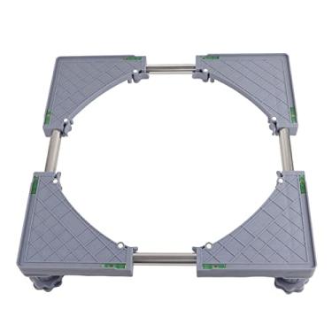 Imagem de Suporte de base ajustável para geladeira cinza com quatro pernas para máquina de lavar roupa