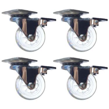 Imagem de Jogo Rodizios Gel/silicone Rodinha Giratorio 50mm Com Trava - METALNOX