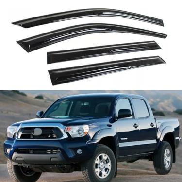 Imagem de Viseira de janela IG para Toyota Tacoma 2005-2015, defletor de janela de ventilação lateral com fita adesiva estilo Mugen, 2006 2007 2008 2009 2010 2011 2012 2013 2014 2015 (apenas cabine dupla)