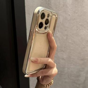 Imagem de Capa de telefone galvanizada para iPhone 11 12 13 14 15 16 Pro Max Candy Bumper Soft Silicone Cases Cover, Branco, para iPhone 14 Pro