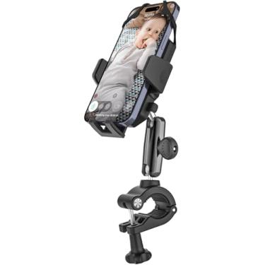 Imagem de Suporte de telefone de metal para carrinho, carrinho de compras, carrinho de golfe, cadeira de rodas, capacete de barco, suporte de microfone - braçadeira de guidão de telefone compatível com iPhone