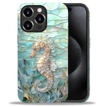 Imagem de Punmada Capa para iPhone 15 Pro, para meninas e mulheres, meninos, capa híbrida rígida à prova de choque, capa protetora de corpo inteiro fosca para iPhone 15 Pro, vidro submarino 3D padrão de