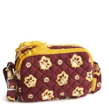 Imagem de Vera Bradley Bolsa tiracolo pequena estádio de algodão premium, bandana bordô e dourada Paisley, Bandana Paisley Borgonha e Dourada