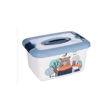 Imagem de Caixa Organizadora Infantil C/Alça e trava 5,2 Lts Plasútil (Bichinho Azul)