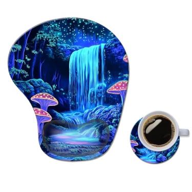 Imagem de Mouse pad ergonômico com descanso de pulso, confortável tapete de mouse em gel para computador, suporte de pulso para laptop, mouse para alívio da dor com base de poliuretano antiderrapante, cogumelo