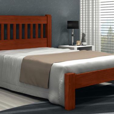 Imagem de Cama Queen Size Lisboa de Madeira Maciça Angelim Castanho