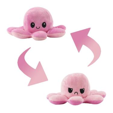 Imagem de Polvo Reversível Humor Tiktok Pelúcia Dupla Face Rosa