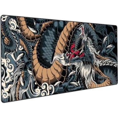 Imagem de Mouse Pad Gamer Extra Grande 90x40cm – Dragão Azul | Superfície Speed Base Antiderrapante Profissional e Resistente