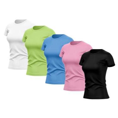 Imagem de Kit 5 Camisas Feminina Manga Curta Dry Fit Proteção Uv - Brás e Cia, G