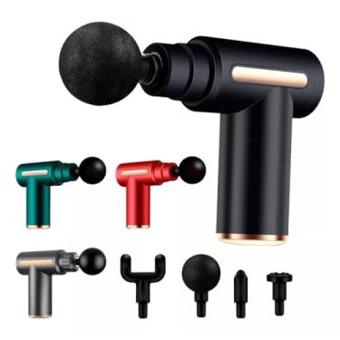 Imagem de Pistola Massageadora Elétrica Corporal, 6 Velocidades, 4 Ponteiras, Motor 30W, Bateria 1800mAh, Display Digital