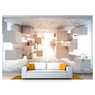 Imagem de Papel De Parede Profundo Cubos Concreto 3D At38 - Você Decora