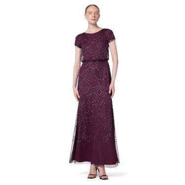 Imagem de Adrianna Papell Vestido feminino de manga curta com contas, Cassis, 44