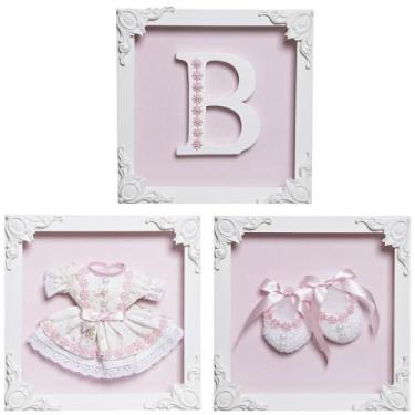 Imagem de Trio De Quadros Com Acrílico Quarto Bebê Infantil - Potinho de mel