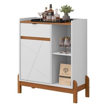 Imagem de Aparador Bar Bari 1 Porta E 1 Gaveta Branco-cedro - Casa D Branco-cedro