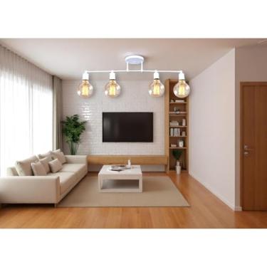 Imagem de Luminária de Teto Trilho Spot 4 Lâmpadas Moderno Industrial Articulada Acabamento Dourado Estilo Moderno (BRANCO)