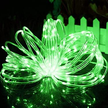 Imagem de AQY A bateria do candeeiro de corda LED é alimentada, 8 modos de fadas encorrentam luzes natalícias para decoração de jardim interior ao ar livre da árvore de Natal (verde, 22 m 200 LED)