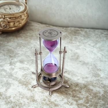 Imagem de THE Unltd India Temporizador de areia de 4 minutos com bússola, relógio vintage de latão rosa brilhante, estilo antigo, lembranças, presentes criativos exclusivos para mesa de estudo de escritório em