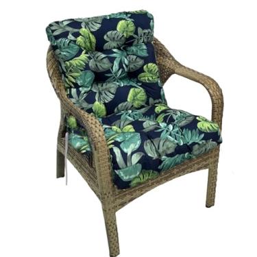 Imagem de Eoieov Almofadas de vime para cadeira de pátio para móveis ao ar livre, à prova d'água, conjunto de almofadas para cadeira de baloiço com encosto alto com laços para ambientes internos e externos 106