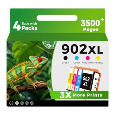 Imagem de Cartucho de tinta 902 XL compatível com HP 902XL HP902 (cor preta, pacote com 4) funciona com OfficeJet Pro 6978 6958 6968 6962 OfficeJet 6970 6975 6960 6950 6954 6951 6956 69611 6963 Impressoras 6964