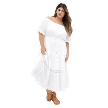 Imagem de City Chic Vestido feminino plus size - Angel Midi, Marfim, 50