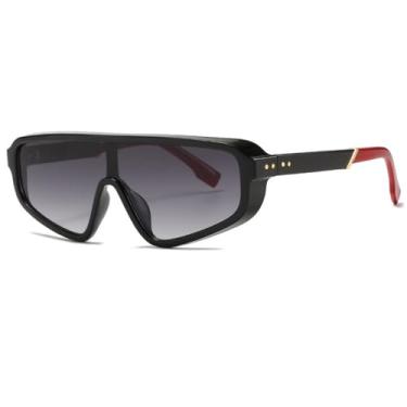 Imagem de Óculos de sol punk vintage, masculino e feminino, fashion, uma peça, óculos de sol femininos, retrô, marrom, óculos escuros, C1, preto, cinza, tamanho único