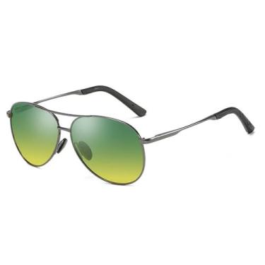 Imagem de Óculos de sol masculinos UV400 Retro Óculos de sol masculinos Armação de metal Óculos de sol para dirigir Ciclismo Protetor solar Óculos, Arma Dia Noite, Tamanho único