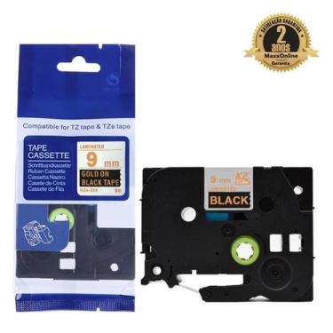 Imagem de Fita Compatível Brother Tz Tze 324 Preto Letra Dourada 9mm - Genérica 