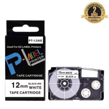 Imagem de Fita Compatível Casio XR-12WE Branca Letra Preta 12mm - Genérica Casio